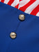 1960er V-Ausschnitt Rot Blau Kontrast Gestreiftes Kleid