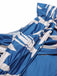Blau 1930er Hoher Taille Pflanzenmuster Jumpsuit