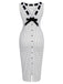 Weiß 1960er Polka Dot Knopf Bleistiftkleid