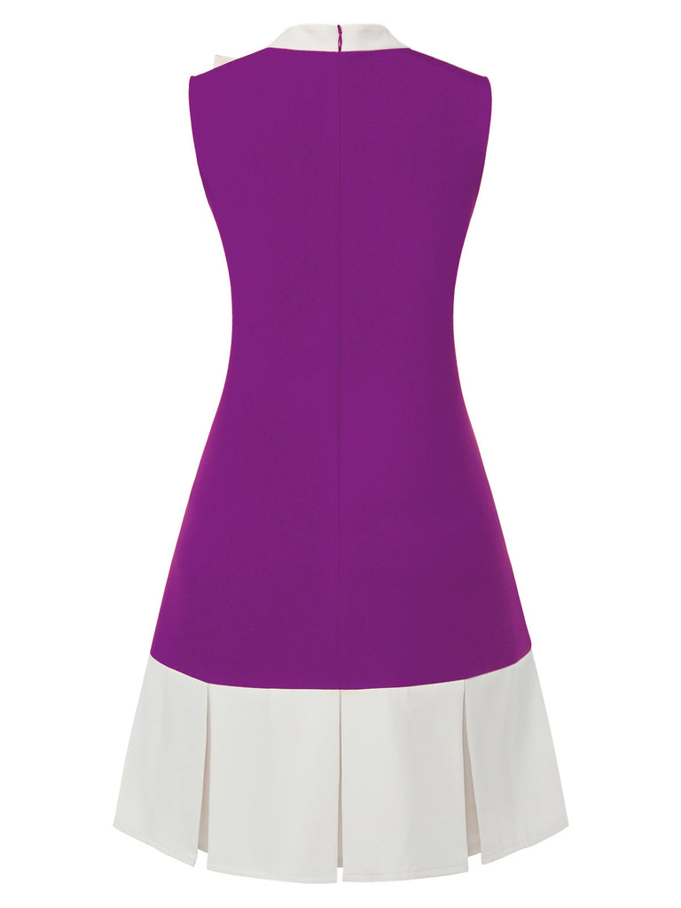 [Vorverkauf] Lila 1960er Crew-Schleifenknoten Ärmelloses Kleid