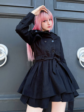 Weihnachten Pelzkragen Taillierter Winter Mantel