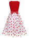 Rot 1950er Herz Bogen Ärmelloses Kleid