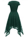 1940er Solide Unregelmäßigem Saum Kleid