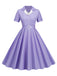 1950er Fensterscheibe Kariertes Revers Swing Kleid