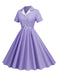 1950er Fensterscheibe Kariertes Revers Swing Kleid