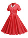 1950er Fensterscheibe Kariertes Revers Swing Kleid