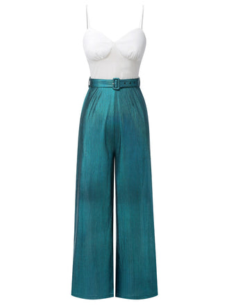 Blau 1930er Laser Blinkt Spaghettiträger Jumpsuit