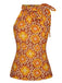 1960er Krawattenkragen Blumen Ärmellos Top