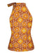 1960er Krawattenkragen Blumen Ärmellos Top