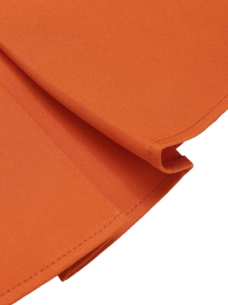 Orange Rot 1960er Solide Knöpfen Rock mit Gürtel