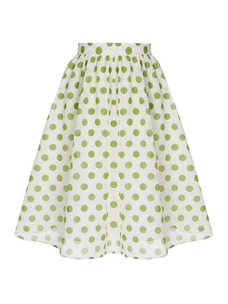 Grün 1940er Chiffon Polka Dots Rock