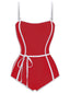 Roter 60er gestreifter Sling Badeanzug