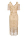 1920er Paillette Perlen Quasten Gatsby Kleid