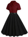 1950er Revers Kontrast Kleid mit Gürtel
