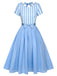 [Vorverkauf] Blau 1940er Bootskragen Streifen Bogen Kleid