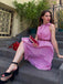 Rosa 1950er Nadelstreifen Krawattenkragen Kleid
