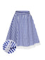Blau & Weiß 1950er Spitze Patchwork Plaid Rock