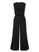Schwarz 1930er Cowl Neck Solid Jumpsuit with Belt