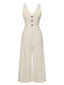 Apricot 1930er Solid Button Bogen Jumpsuit
