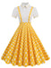 1950er Patchwork Revers Kragen Kleid