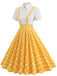 1950er Patchwork Revers Kragen Kleid