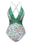 Grün 1950er Blumen Spaghetti Träger Badeanzug