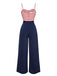 Dunkelblau 1930er Spaghetti Träger Streifen Jumpsuit