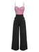 Schwarzer & Rosa 30er Jumpsuit mit Spaghettiträger und Polka-Dots