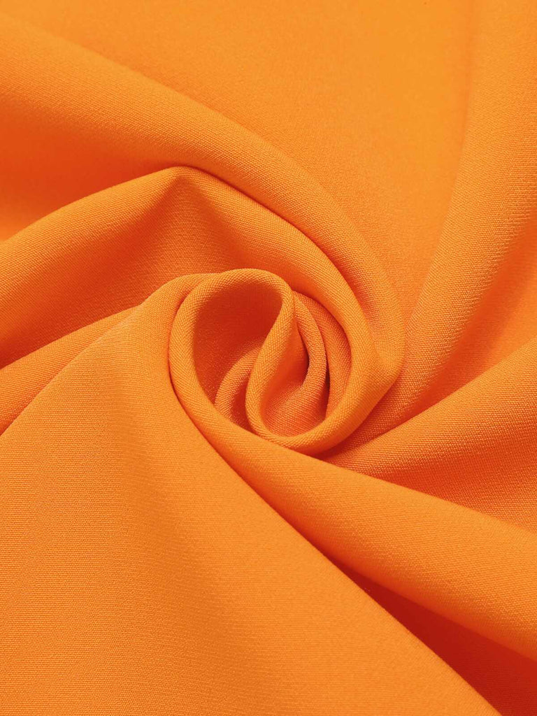 [Übergröße] Orange 1960er Bogen Patchwork Ärmelloses Kleid