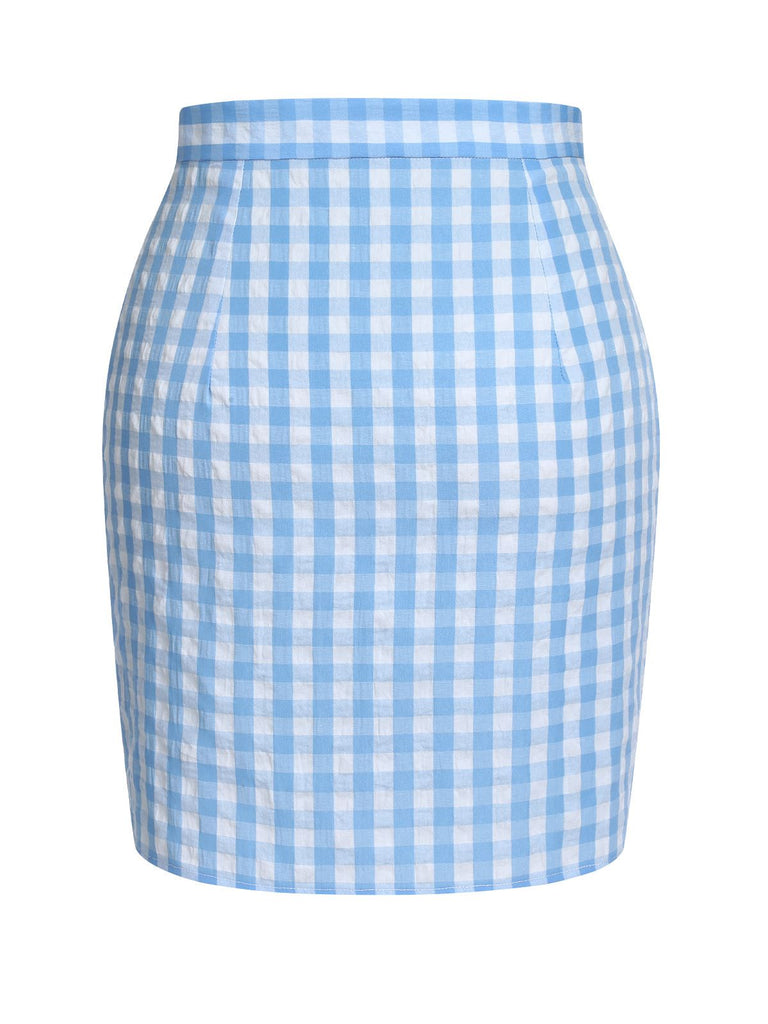 Blau 1960er Plaid BowKnot Rock