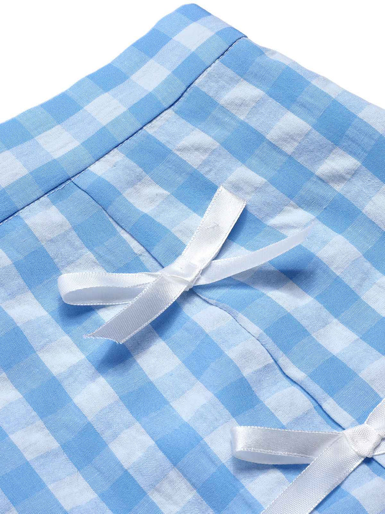 Blau 1960er Plaid BowKnot Rock