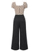 Beige 1930er Tupfen Herzförmiger Hals Patchwork Jumpsuit