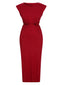 Red 1960er Solid Cutout Twist Slit Kleid