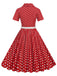 1950er Polka Dots Revers Swing Kleid mit Gürtel