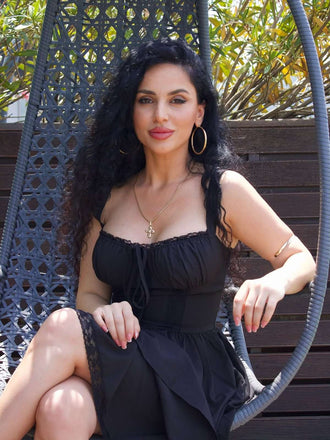 Schwarz 1950er Solide Spitze Gotisch Kleid