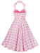 Rosa 1950er Halter Plaids Patchwork Kleid