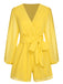 1950er Chiffon Laternenärmel Waist Krawatte Romper