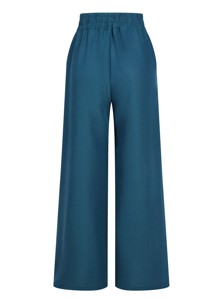 1940er Solid Elastic Waist Loose Pants