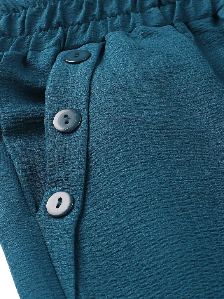 1940er Solid Elastic Waist Loose Pants