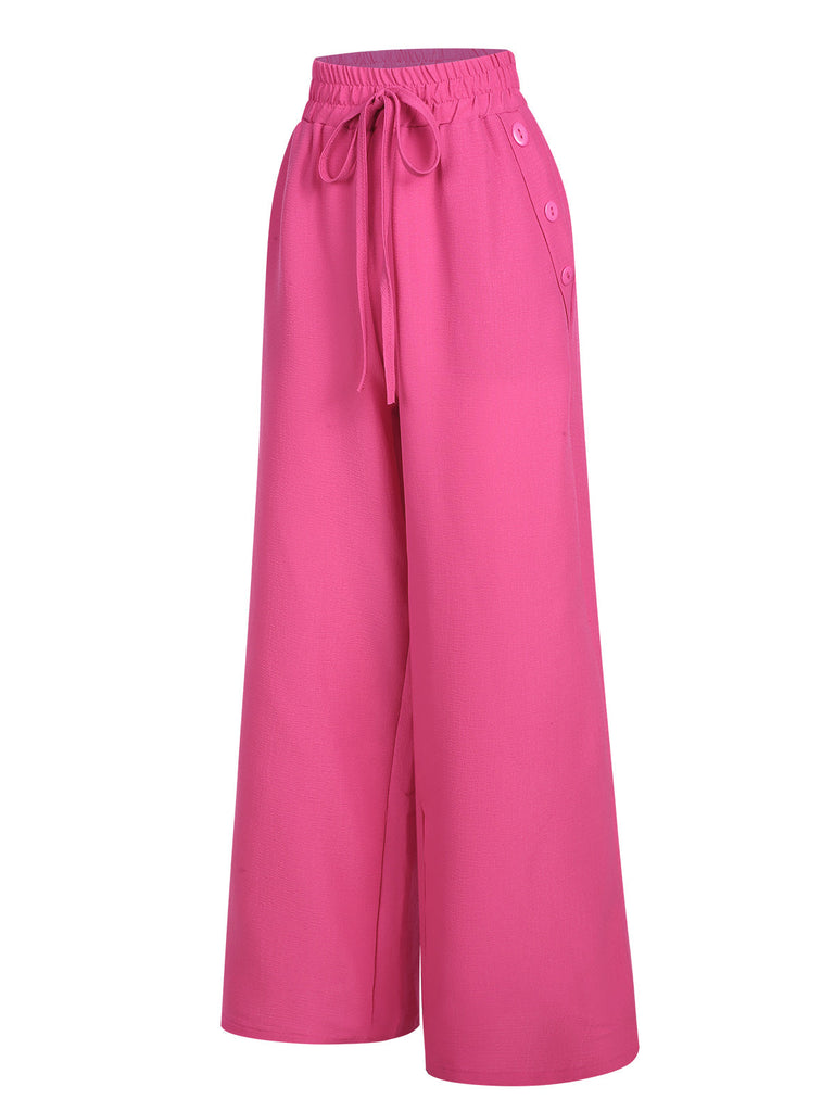 1940er Solid Elastic Waist Loose Pants