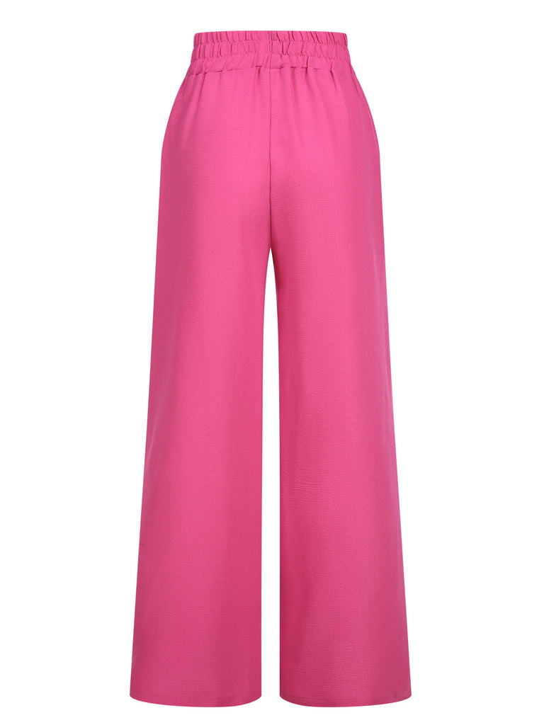 1940er Solid Elastic Waist Loose Pants
