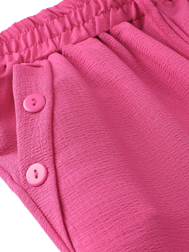 1940er Solid Elastic Waist Loose Pants