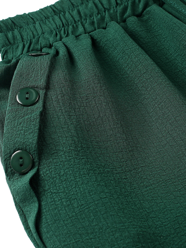 1940er Solid Elastic Waist Loose Pants