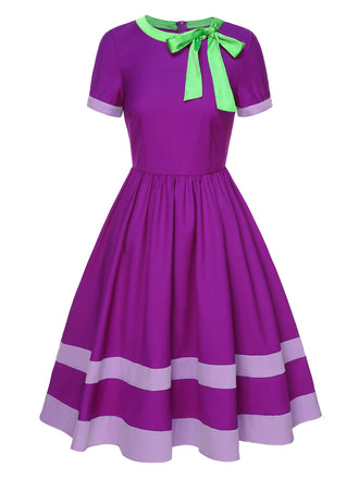 Lila 1950er Scooby Doo Daphne Blake Krawattenhals Kleid
