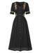 Beige 1940er V-Ausschnitt Knöpfen Blumen Kleid