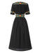 Beige 1940er V-Ausschnitt Knöpfen Blumen Kleid