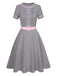 [Vorverkauf] Grau 1950er Solide Kontrast mit Gürtel Kleid