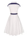 [Vorverkauf] Weiß 1940er Lapel Polka Dots Patchwork Kleid