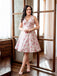 Rosa 1950er Blumen V-Ausschnitt Kleid