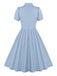 1950er Solide Revers Knöpfen Swing Kleid